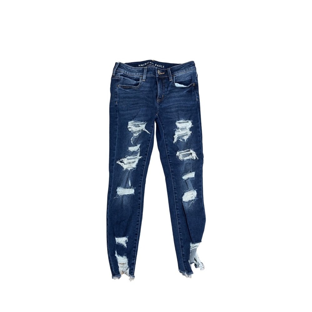 American Eagle Outfitters Blue Skinny Distressed Jeans
